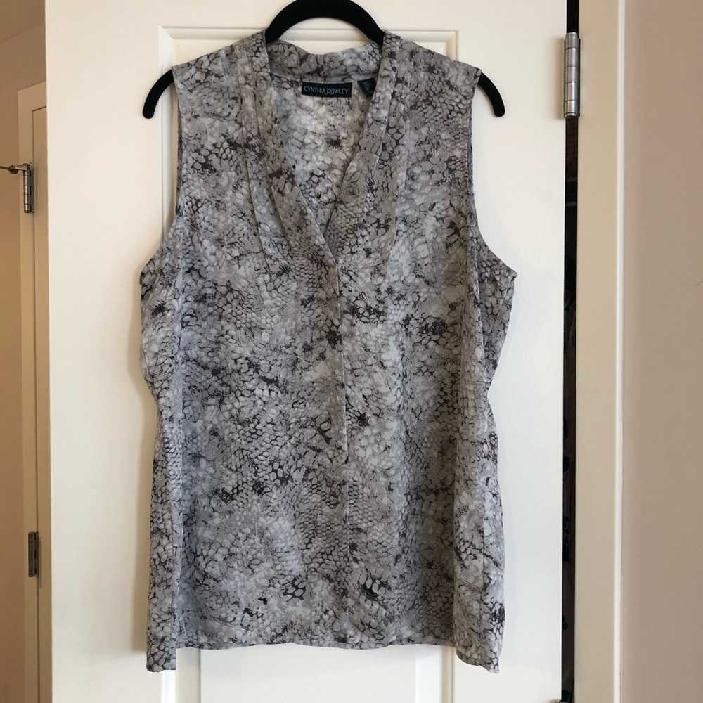 Cynthia Rowley Snakeskin Sleeveless V-Neck Blouse